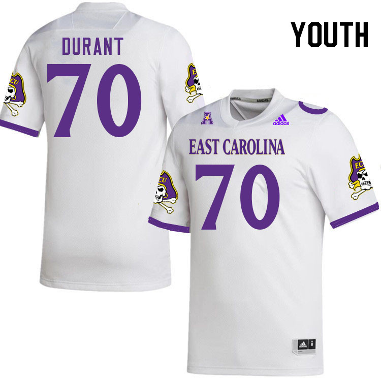 Youth #70 Kameron Durant ECU Pirates 2023 College Football Jerseys Stitched-White